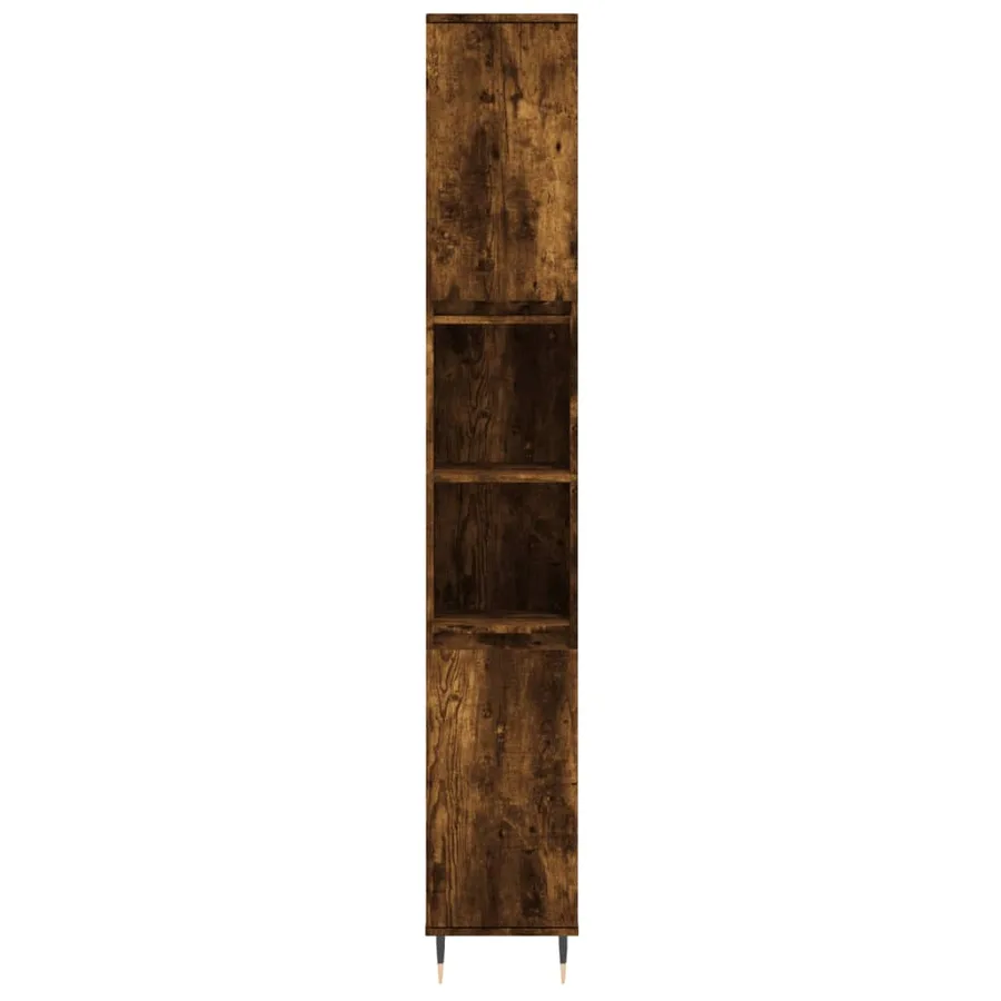 Armoire de bain chêne fumé 30x30x190 cm bois d'ingénierie - 5