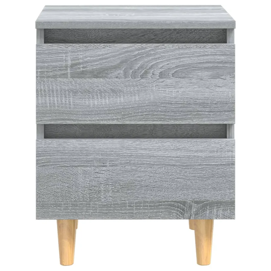 Tables de chevet pieds en bois 2 pcs Sonoma gris 40x35x50 cm - 3