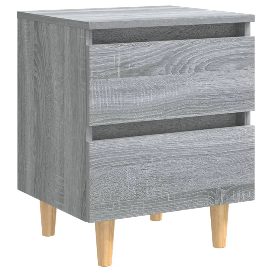 Tables de chevet pieds en bois 2 pcs Sonoma gris 40x35x50 cm - 4