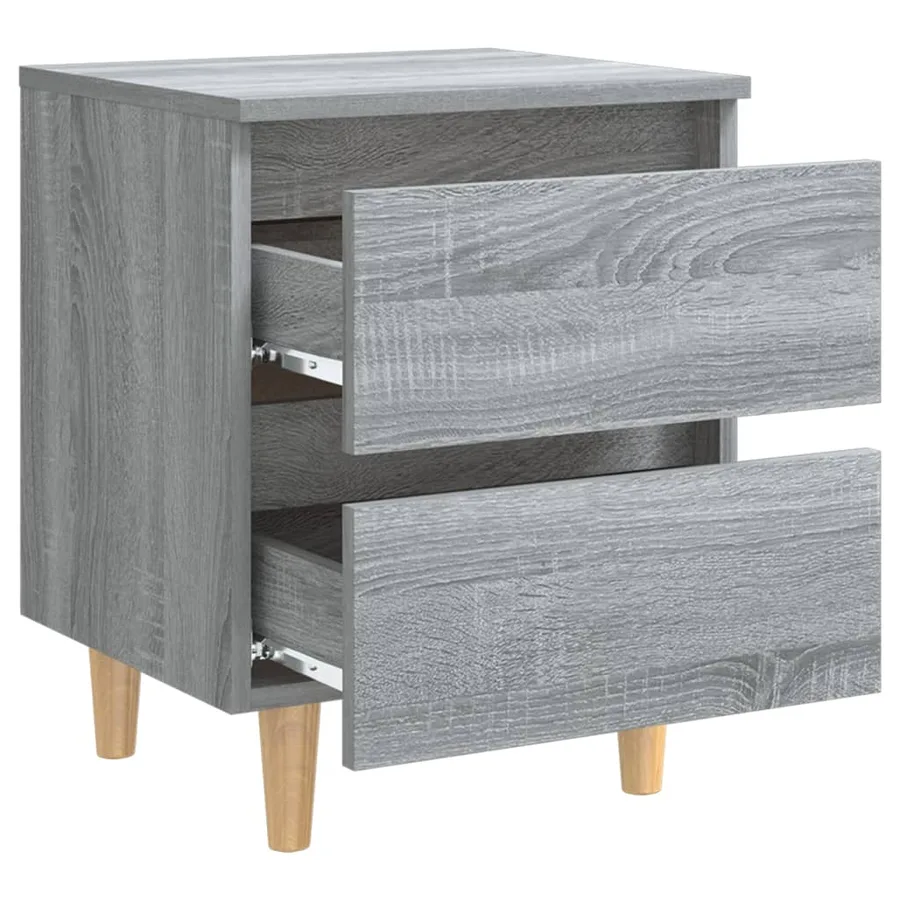 Tables de chevet pieds en bois 2 pcs Sonoma gris 40x35x50 cm - 6
