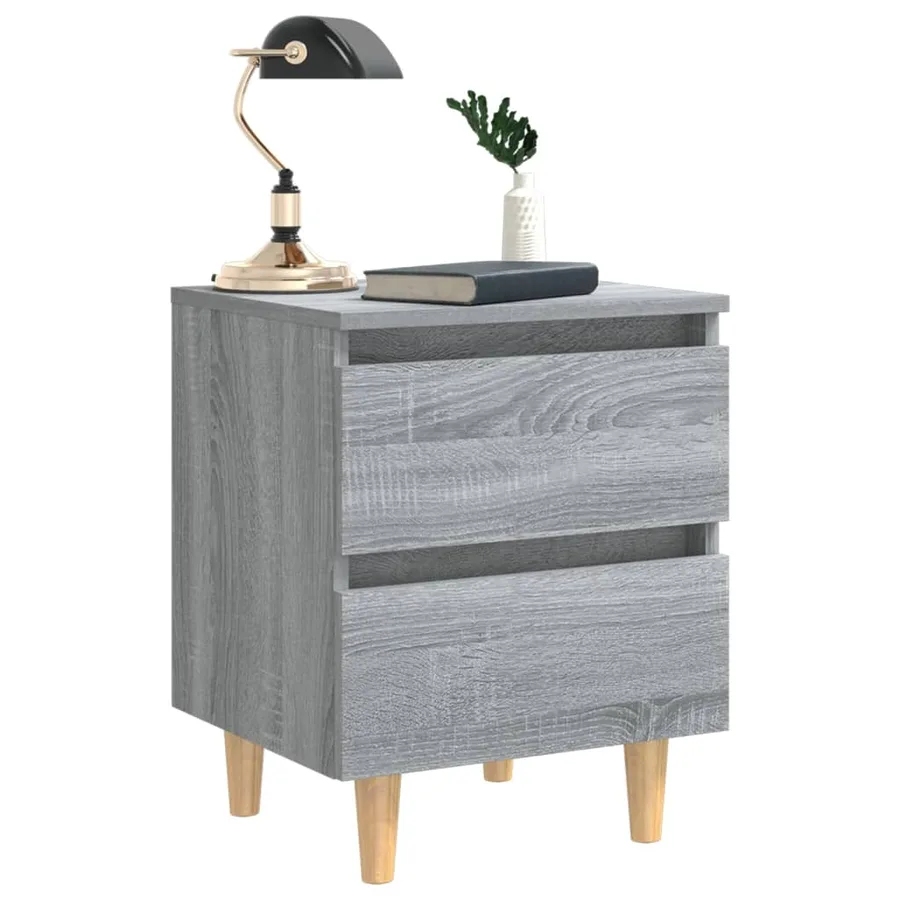 Tables de chevet pieds en bois 2 pcs Sonoma gris 40x35x50 cm - 7