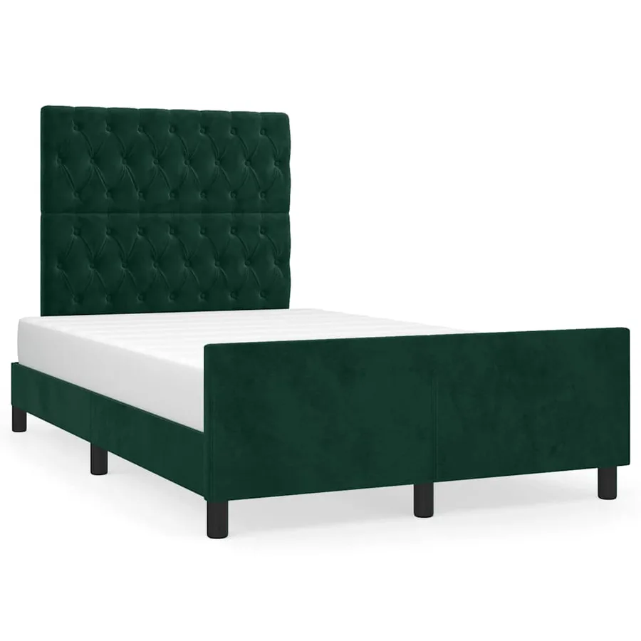 Cadre de lit sans matelas vert foncé 120x200 cm velours - 2