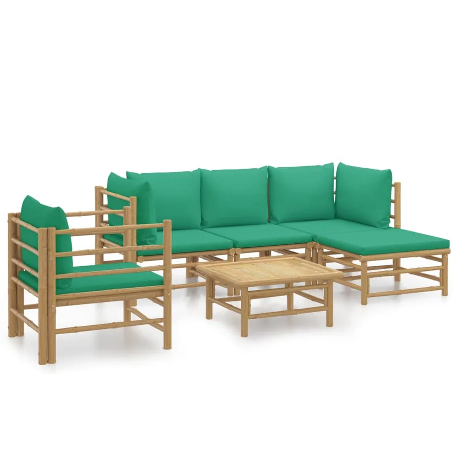 Salon de jardin 6 pcs avec coussins vert bambou - 2