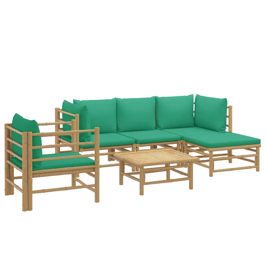 Salon de jardin 6 pcs avec coussins vert bambou - 3