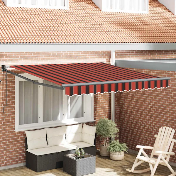Auvent rétractable automatique orange et marron 3,5x2,5 m