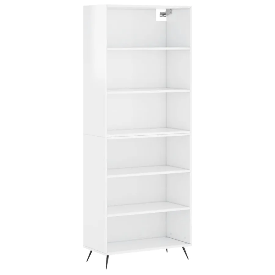 Buffet blanc brillant 69,5x32,5x180 cm bois d'ingénierie - 2