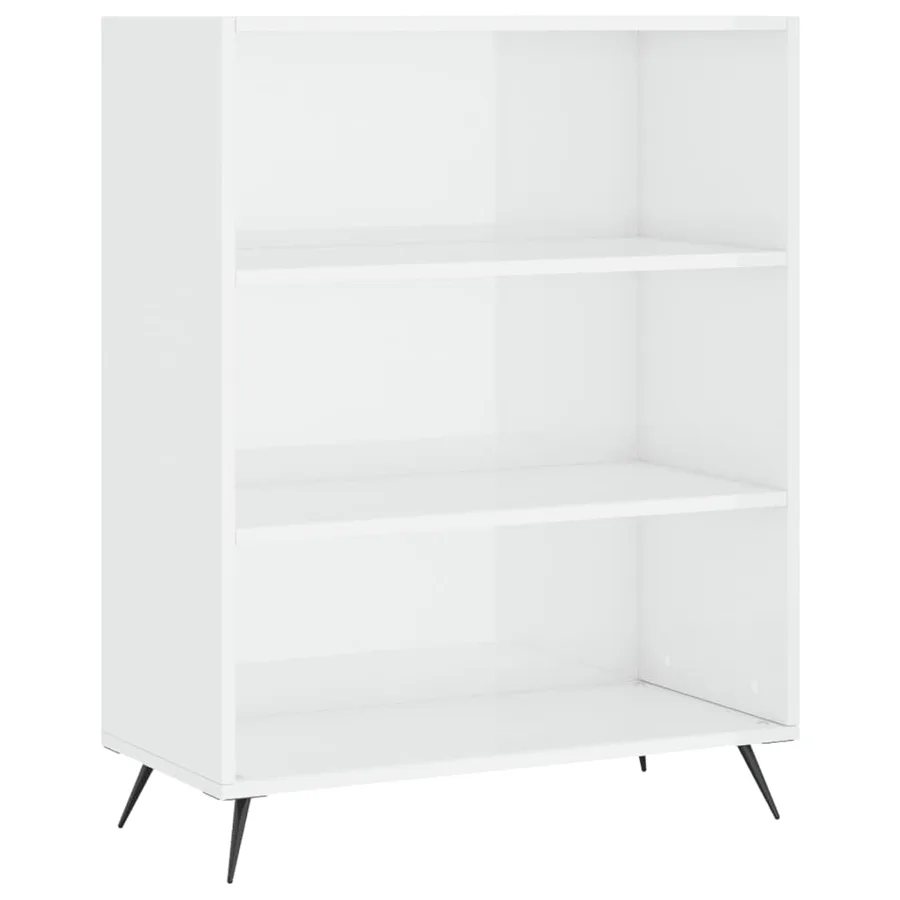 Buffet blanc brillant 69,5x32,5x180 cm bois d'ingénierie - 3