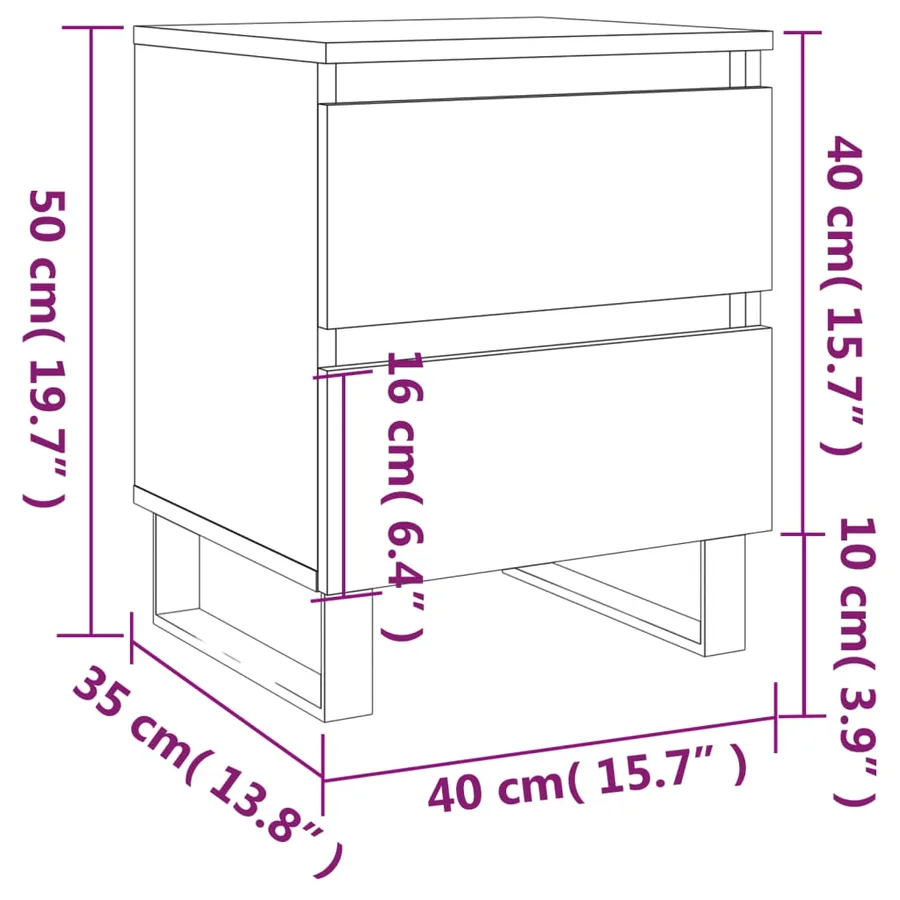 Tables de chevet 2 pcs sonoma gris 40x35x50 cm bois ingénierie - 11