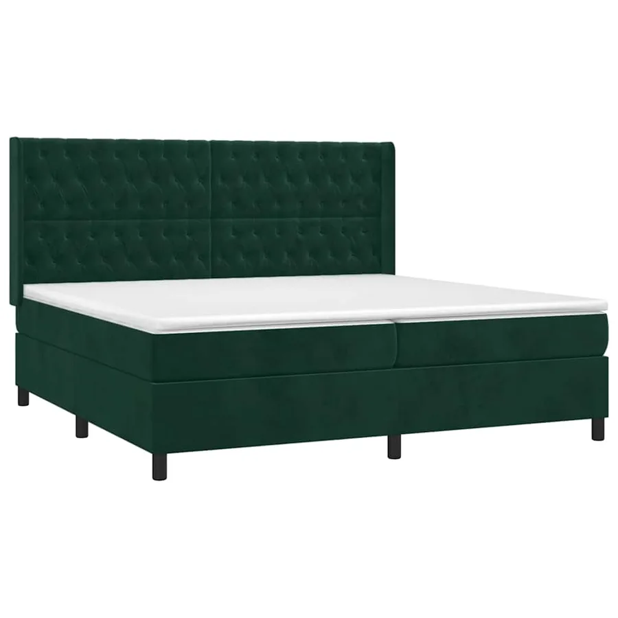 Sommier à lattes de lit matelas et LED Vert foncé 200x200 cm - 4