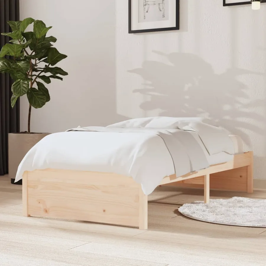 Cadre de lit sans matelas bois massif 75x190 cm