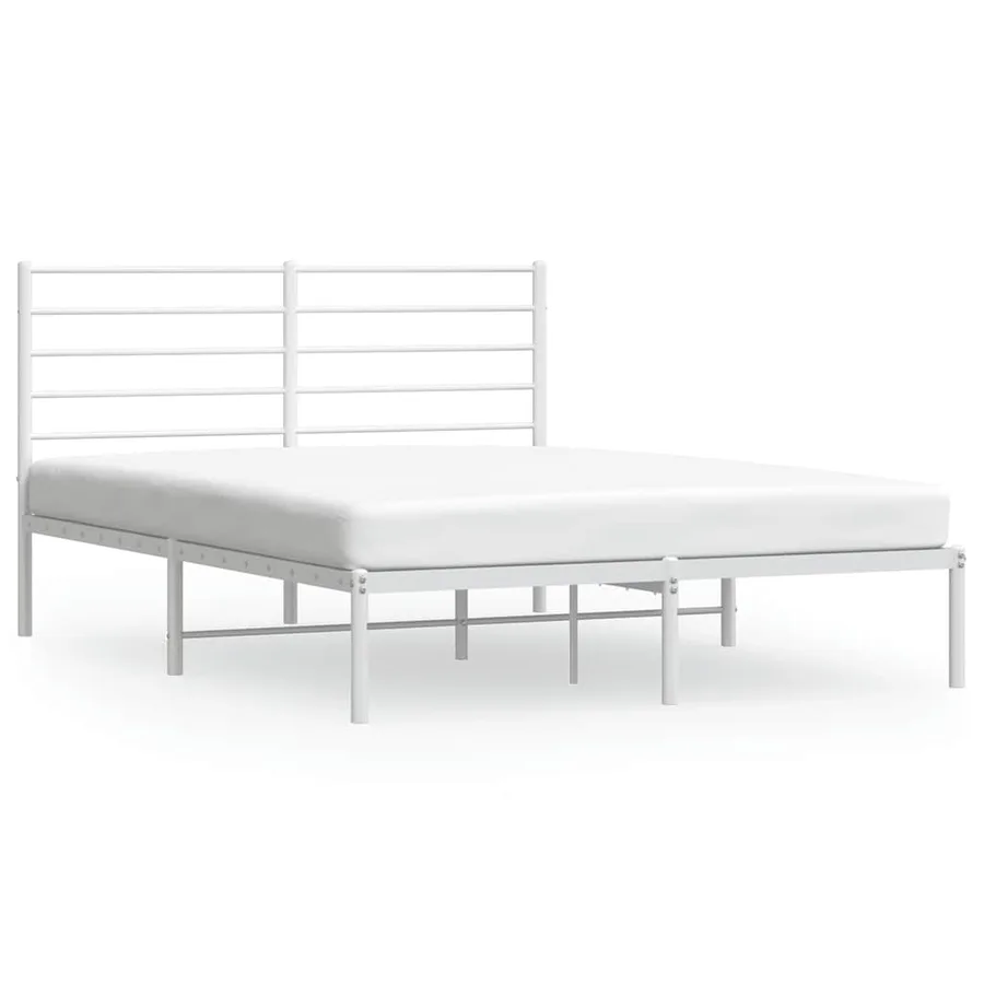 Cadre de lit métal sans matelas et tête de lit blanc 160x200 cm - 2