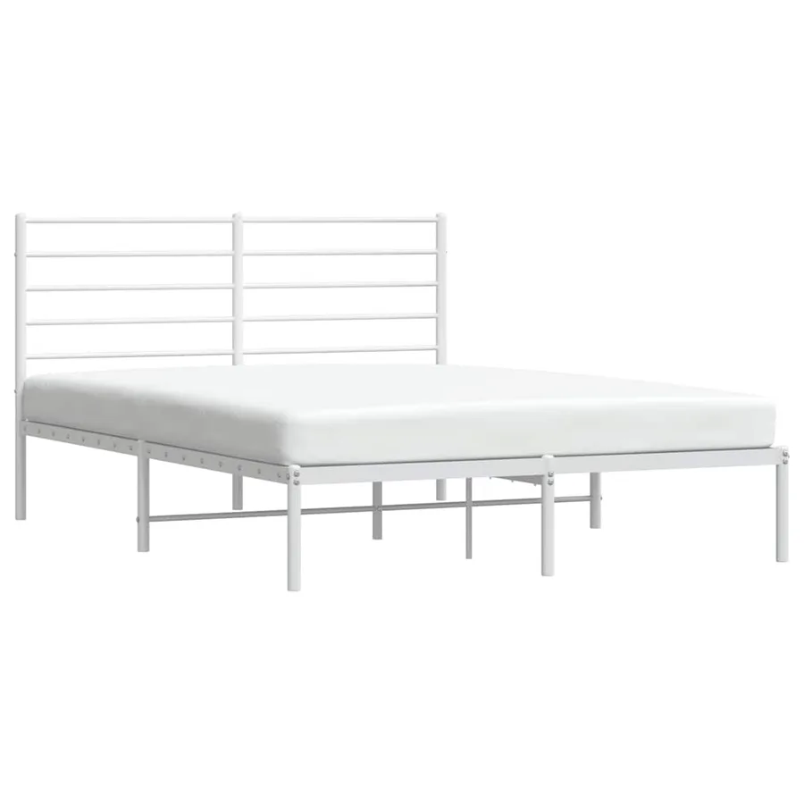 Cadre de lit métal sans matelas et tête de lit blanc 160x200 cm - 5