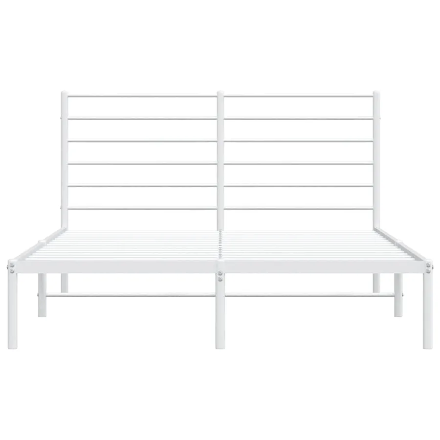 Cadre de lit métal sans matelas et tête de lit blanc 160x200 cm - 6