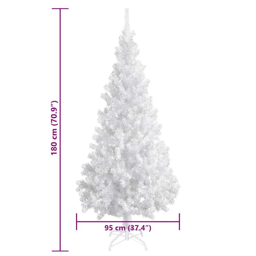Arbre de Noël artificiel pré-éclairé et boules blanc 180 cm PVC - 13