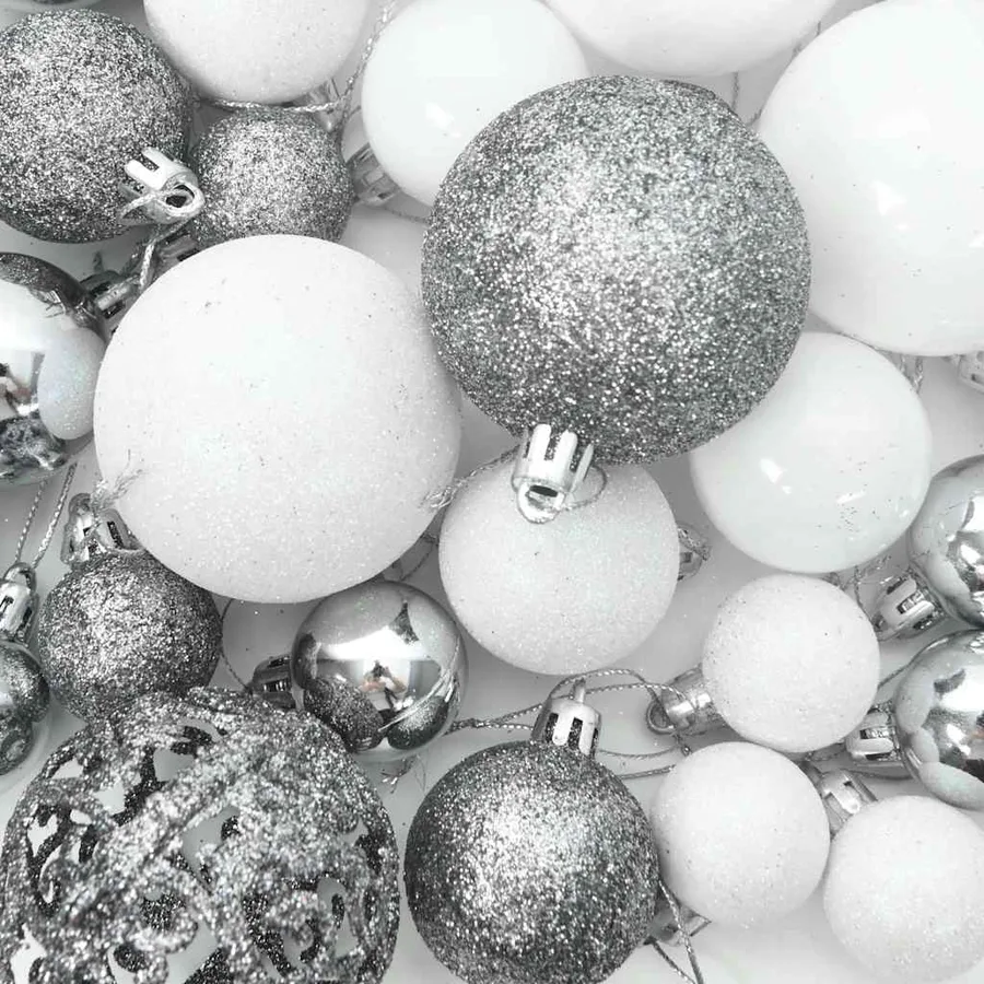Arbre de Noël artificiel pré-éclairé et boules blanc 180 cm PVC - 6