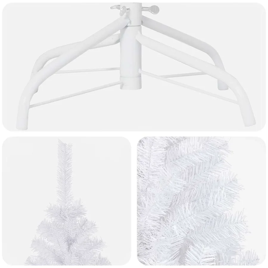 Arbre de Noël artificiel pré-éclairé et boules blanc 180 cm PVC - 7