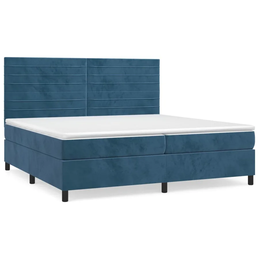 Sommier à lattes de lit et matelas Bleu foncé 200x200cm Velours - 2