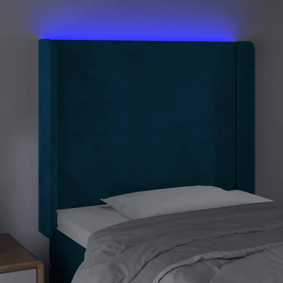 Tête de lit à LED Bleu foncé 103x16x118/128 cm Velours - 4