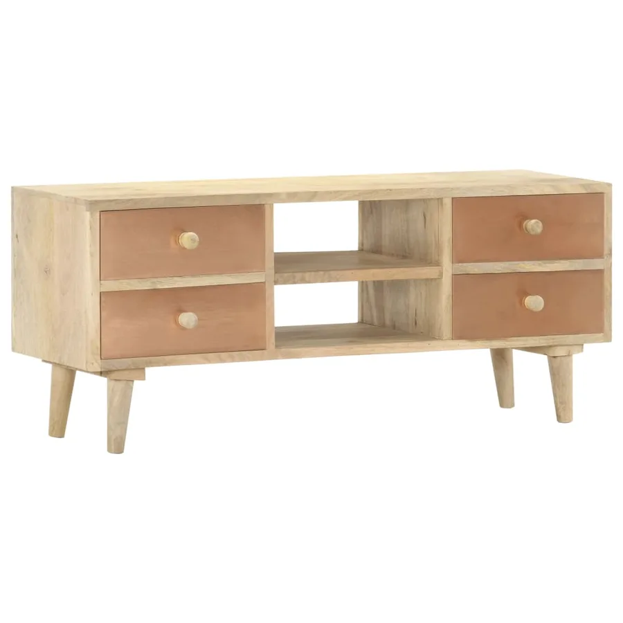 Meuble TV 110x30x45 cm Bois de manguier solide - 11