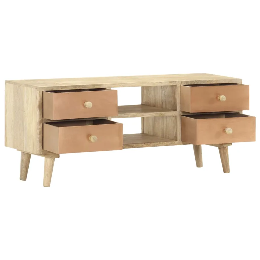 Meuble TV 110x30x45 cm Bois de manguier solide - 3
