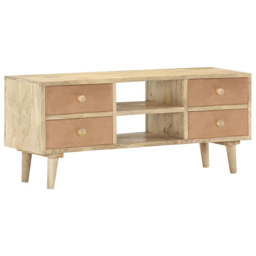 Meuble TV 110x30x45 cm Bois de manguier solide - 9