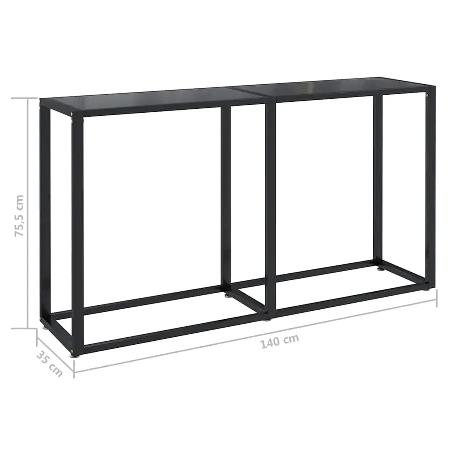 Table console Noir 140x35x75,5 cm Verre trempé - 6