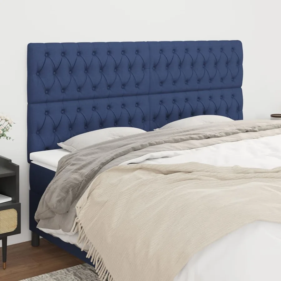 Tête de lit Bleu 180x7x118/128 cm Tissu