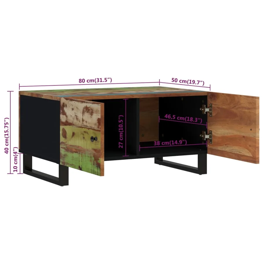 Table basse 80x50x40 cm Bois de récupération et d'ingénierie - 9