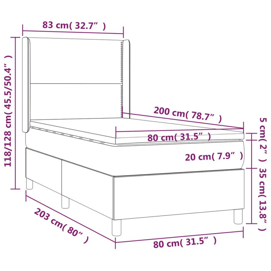 Sommier à lattes de lit matelas LED Bleu 80x200cm Tissu - 8