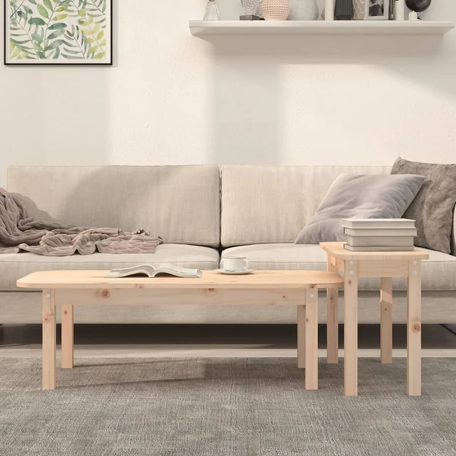 Ensemble de tables basses 2 pcs Bois massif de pin - 2