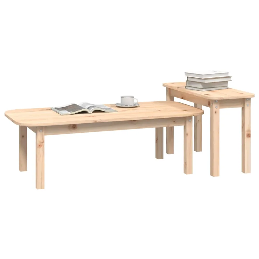 Ensemble de tables basses 2 pcs Bois massif de pin - 3