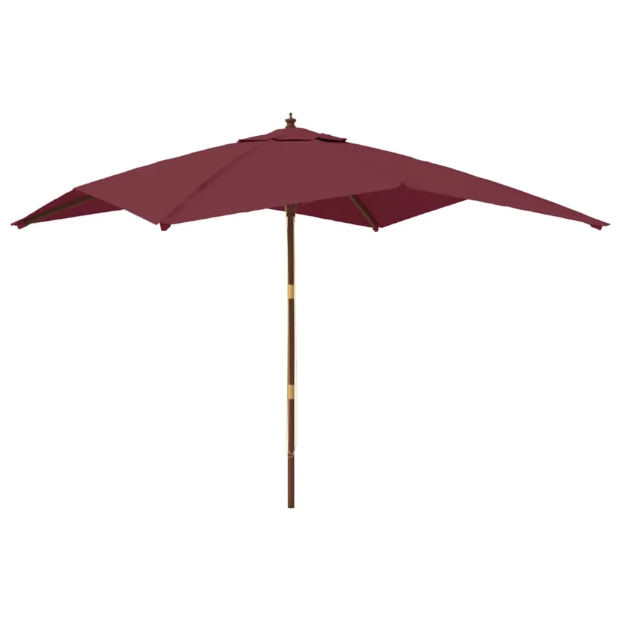 Parasol de jardin avec mât en bois rouge bordeaux 300x300x273cm - 2