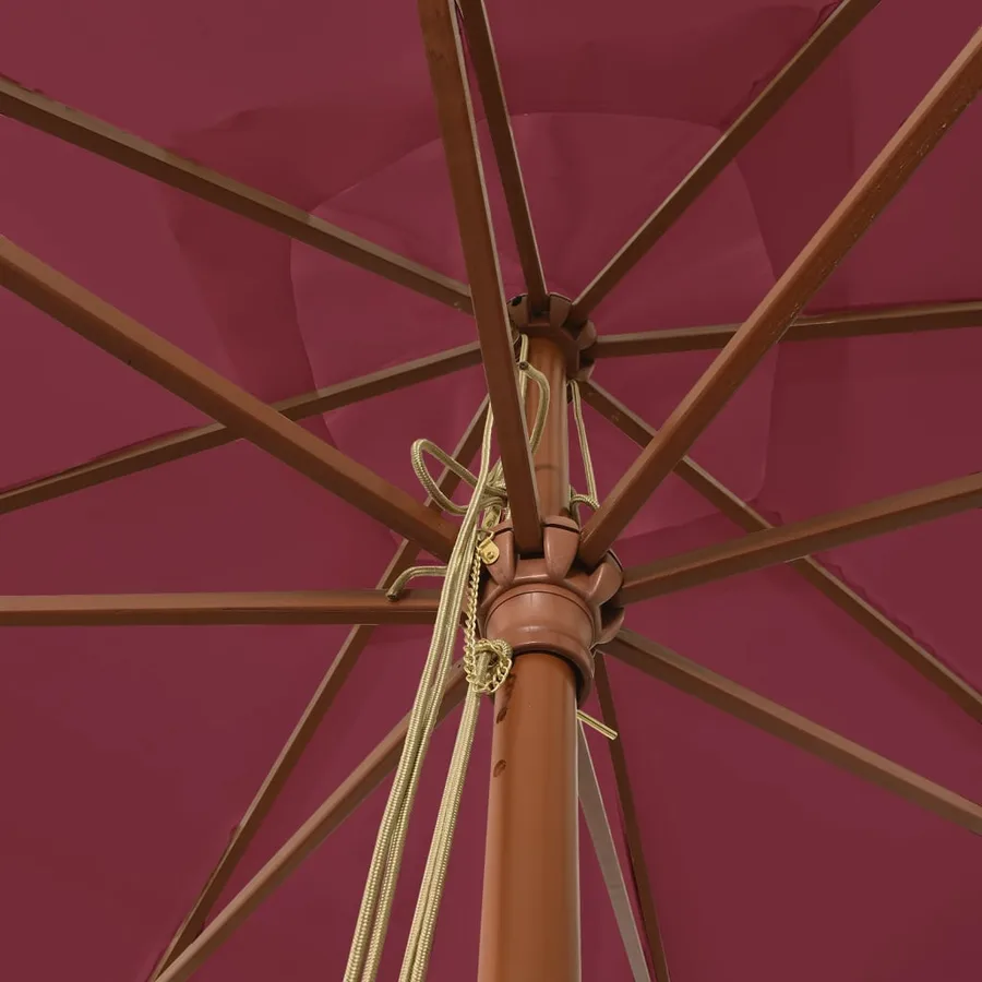 Parasol de jardin avec mât en bois rouge bordeaux 300x300x273cm - 5