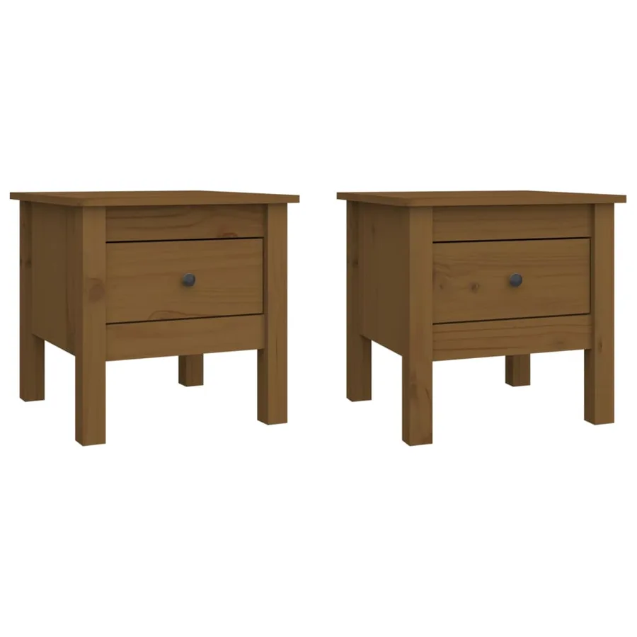 Tables d'appoint 2pcs Marron miel 40x40x39cm Bois massif de pin - 2