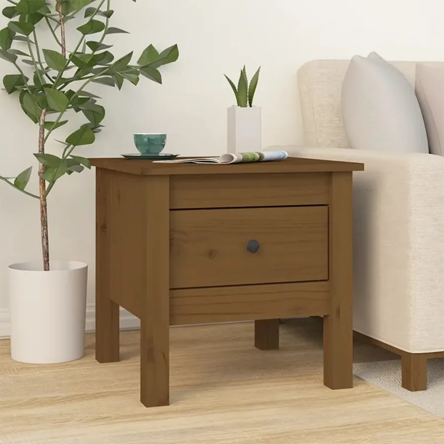 Tables d'appoint 2pcs Marron miel 40x40x39cm Bois massif de pin - 4