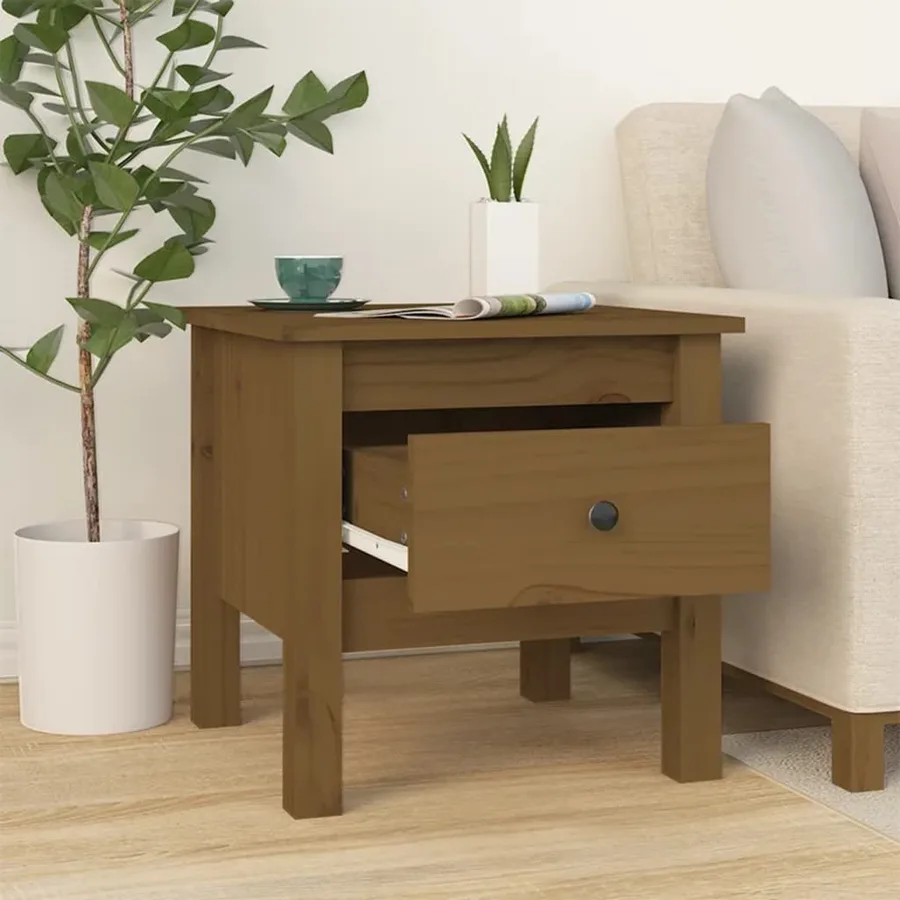 Tables d'appoint 2pcs Marron miel 40x40x39cm Bois massif de pin - 5