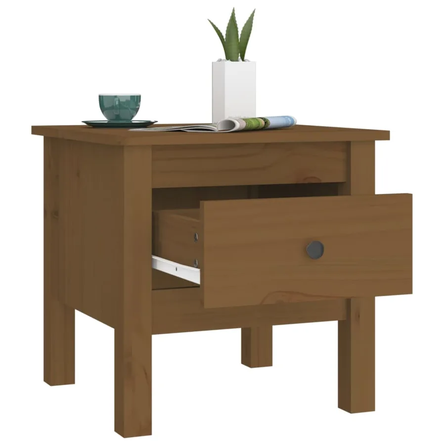 Tables d'appoint 2pcs Marron miel 40x40x39cm Bois massif de pin - 7