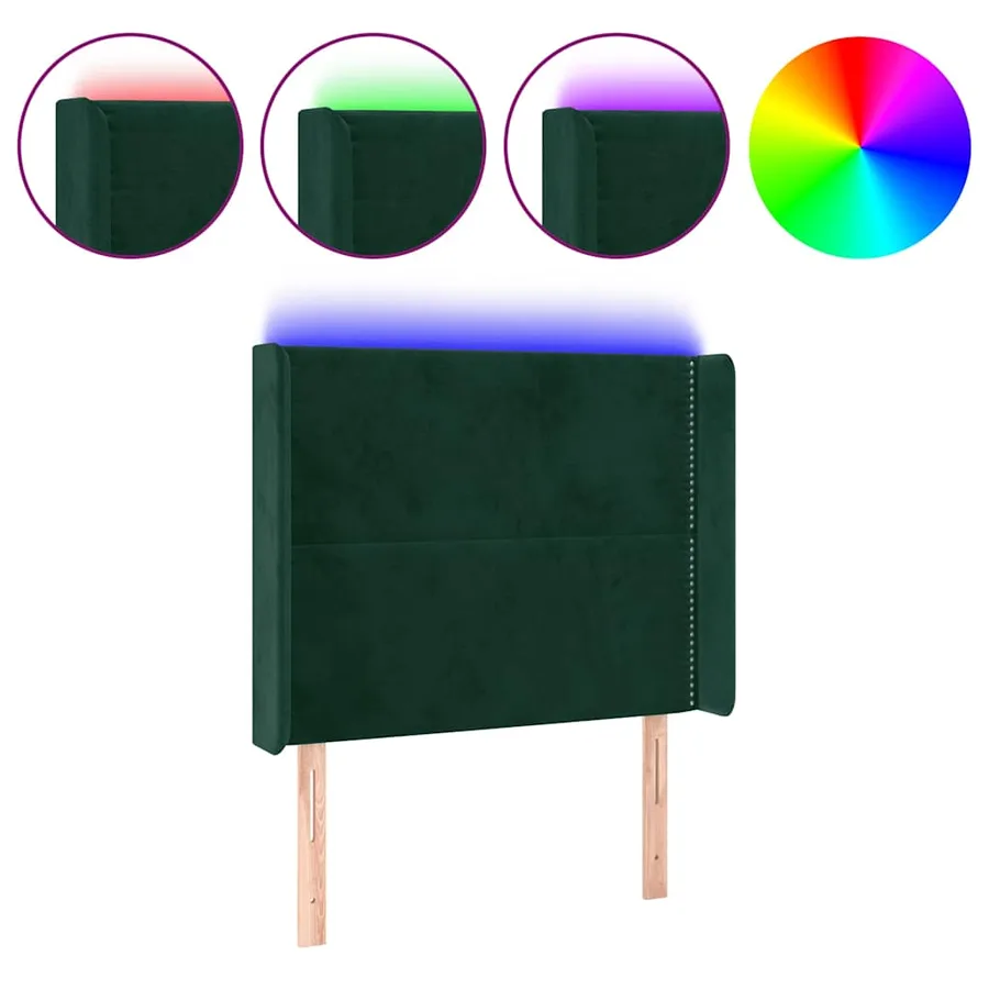 Tête de lit à LED Vert foncé 103x16x118/128 cm Velours - 2