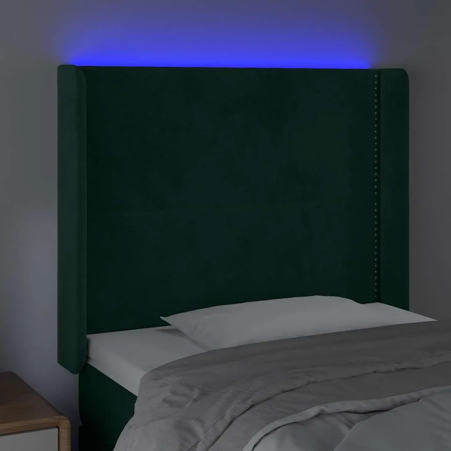 Tête de lit à LED Vert foncé 103x16x118/128 cm Velours - 4