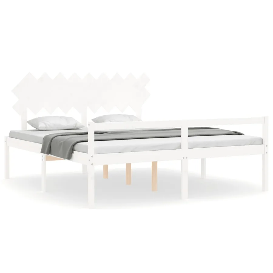 Lit pour personne âgée sans matelas blanc bois massif - 2