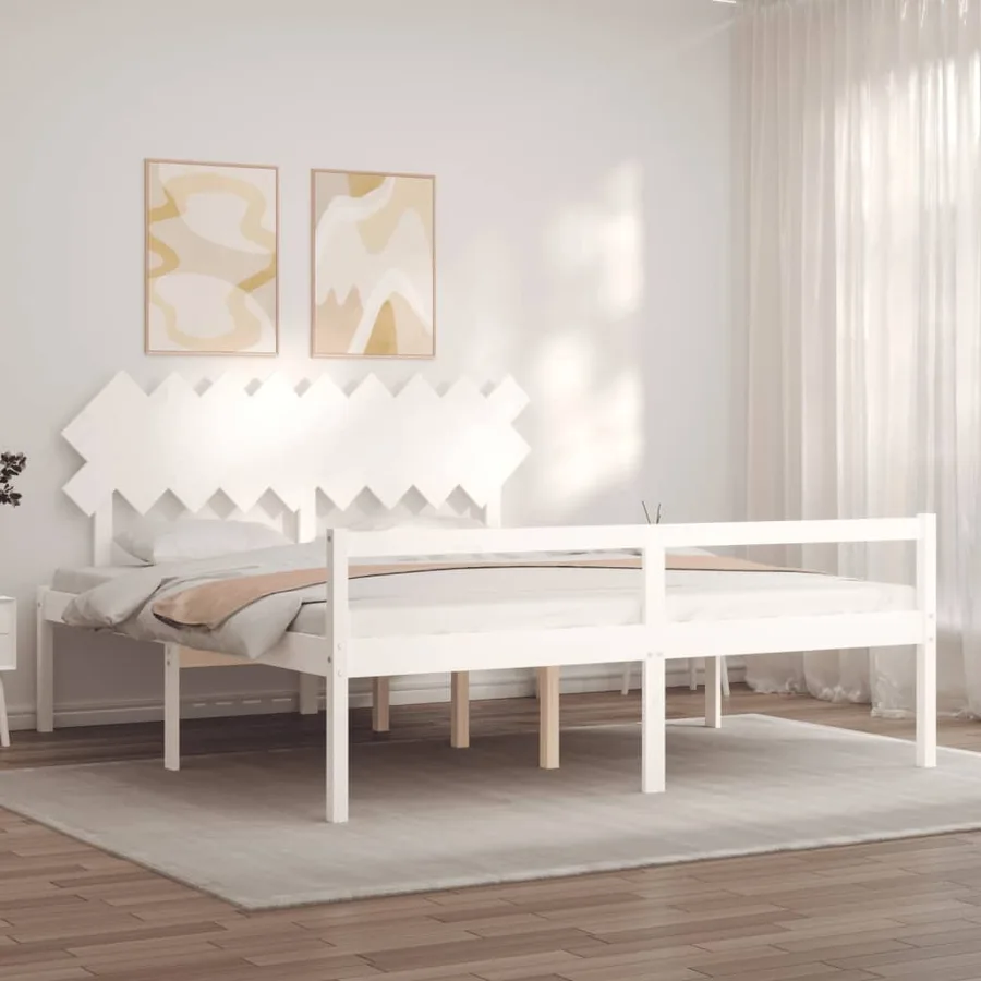 Lit pour personne âgée sans matelas blanc bois massif - 3