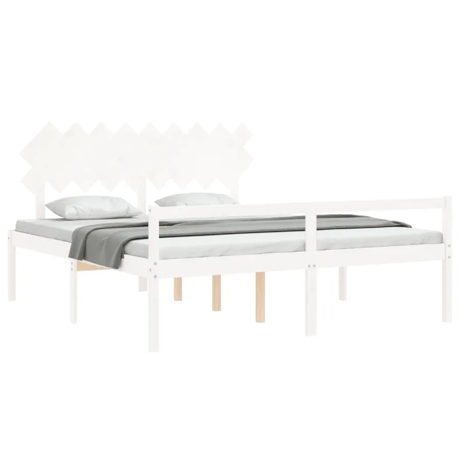 Lit pour personne âgée sans matelas blanc bois massif - 4