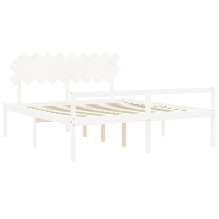 Lit pour personne âgée sans matelas blanc bois massif - 5