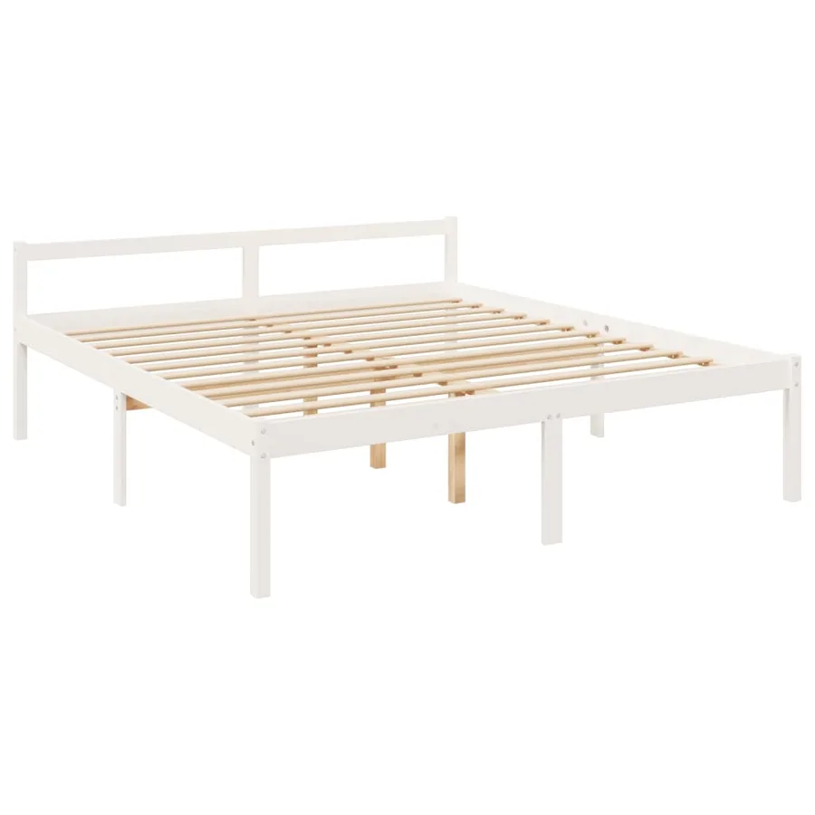 Lit pour personne âgée sans matelas blanc bois massif - 9