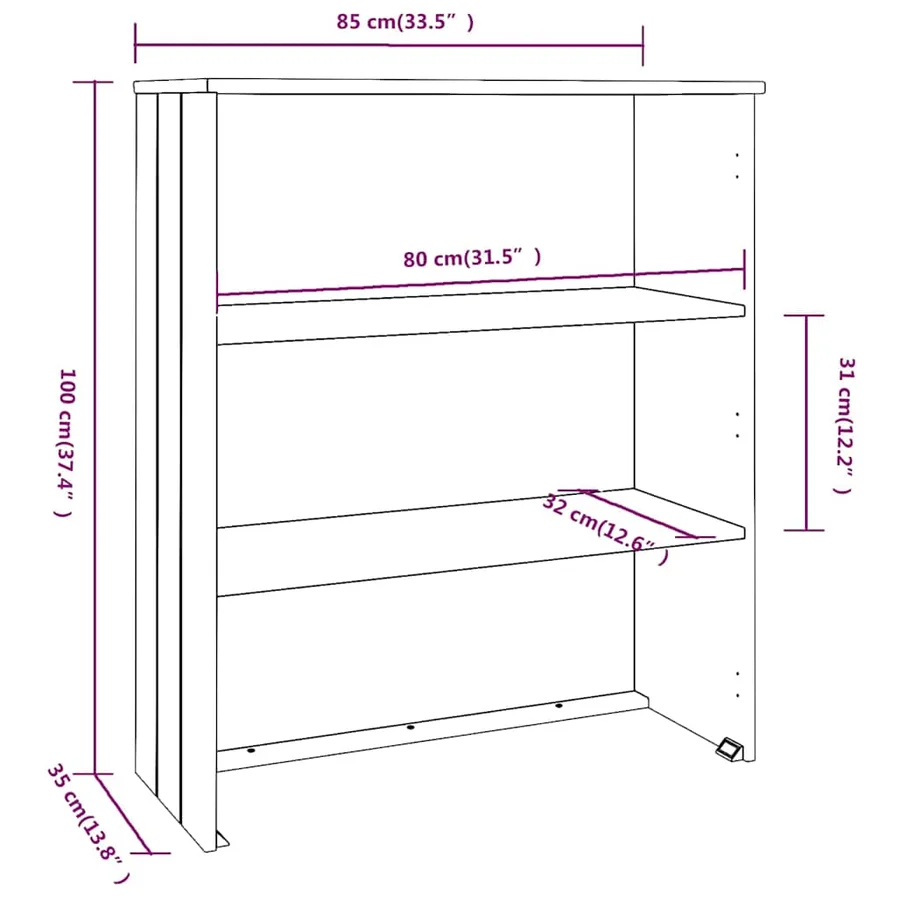 Dessus de buffet HAMAR Blanc 85x35x100 cm Bois de pin massif - 7