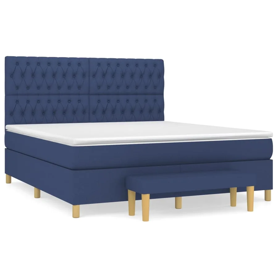 Sommier à lattes de lit avec matelas Bleu 180x200 cm Tissu - 2
