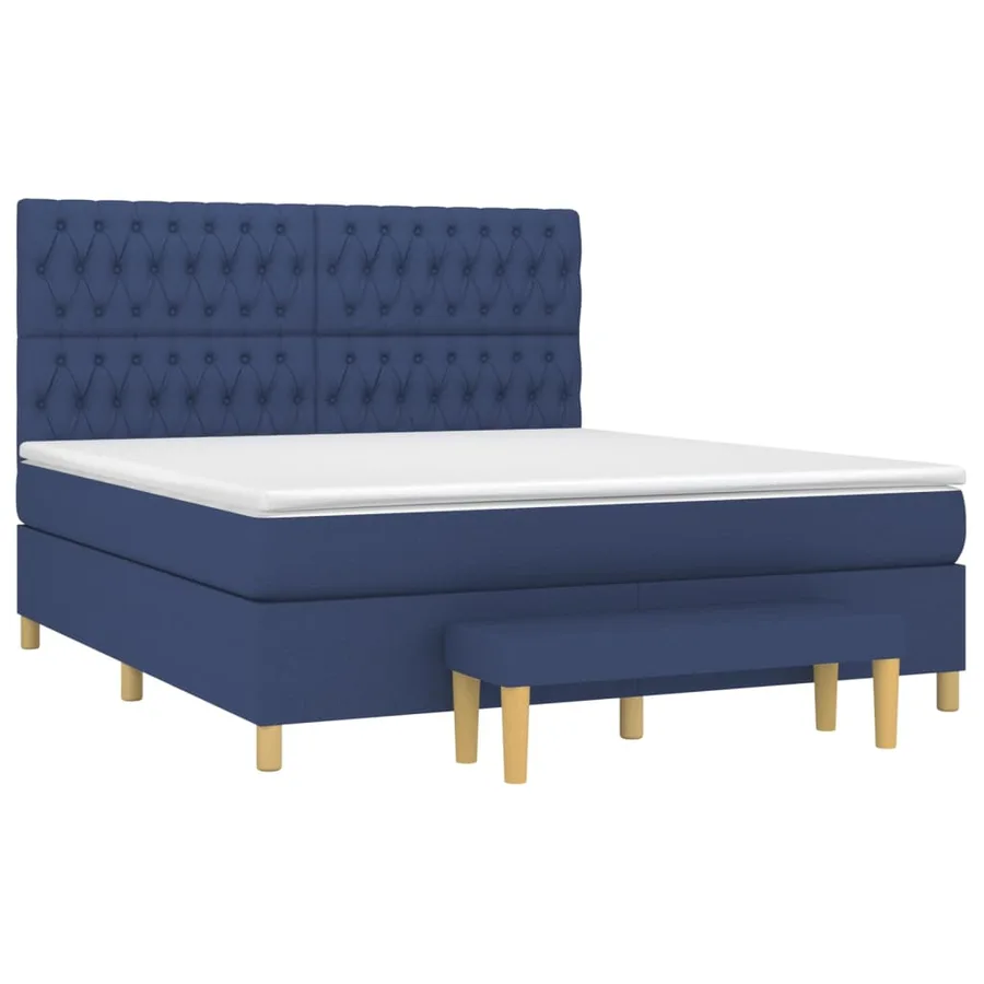 Sommier à lattes de lit avec matelas Bleu 180x200 cm Tissu - 3