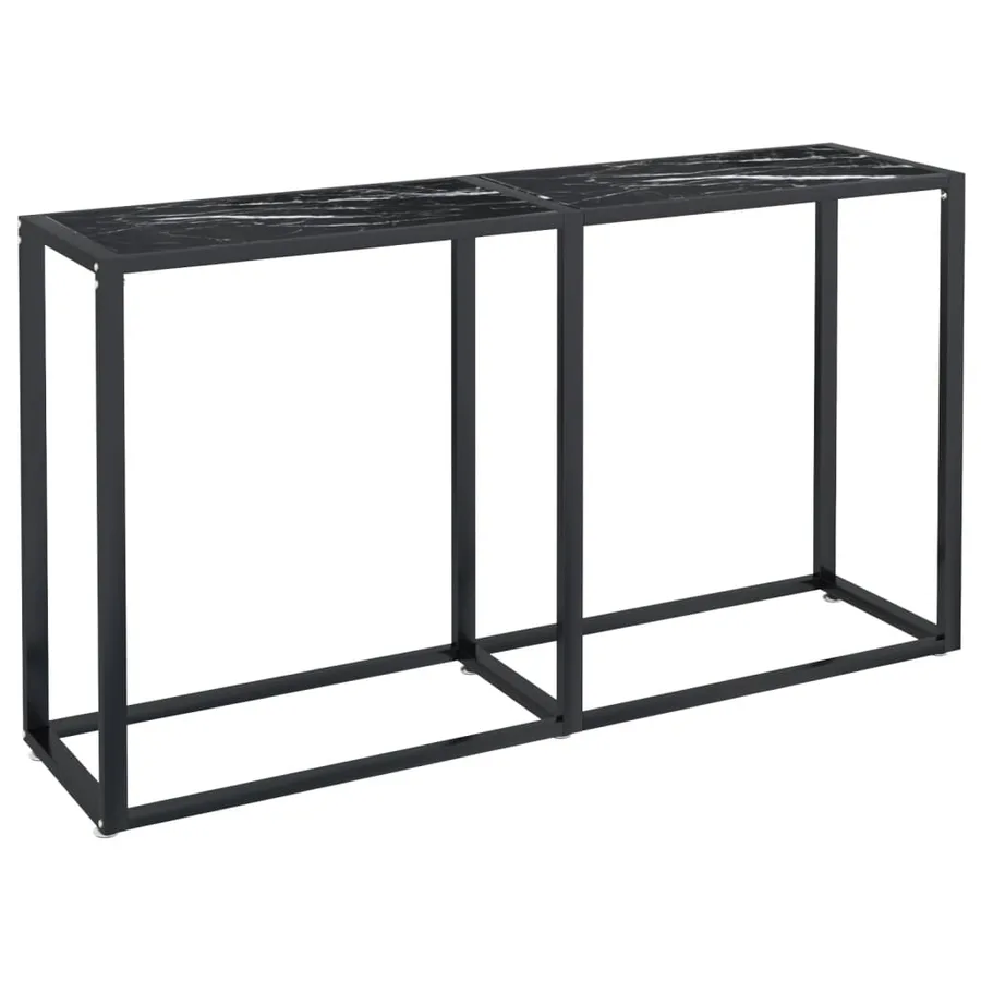 Table console Marbre noir 140x35x75,5 cm Verre trempé - 2