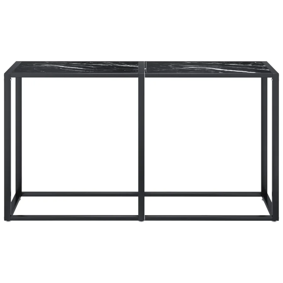Table console Marbre noir 140x35x75,5 cm Verre trempé - 3