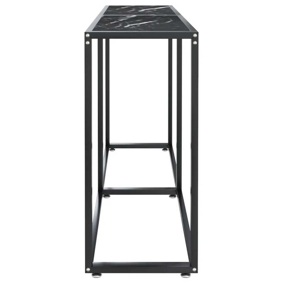 Table console Marbre noir 140x35x75,5 cm Verre trempé - 4